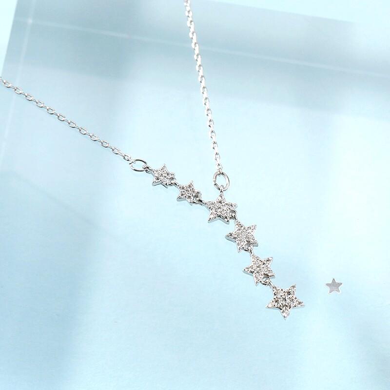 Xiaomi Silver Color Necklace Ladies Elegant Chain Necklace Fashion Stars Tassel Sterling Silver Jewelry Round R Necklace