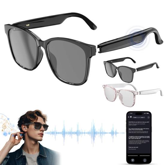 Okulary Smart AI Doładowywane Kompatybilne z Bluetooth Okulary do tłumaczenia w 144 językach Wielofunkcyjne Inteligentne Okulary