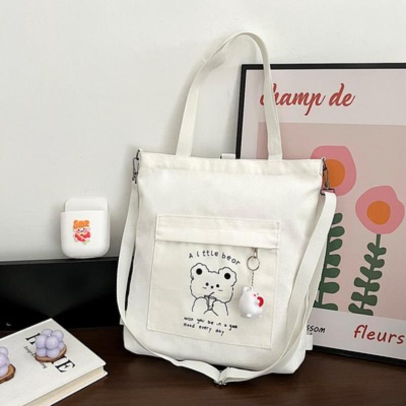 Simple autumn and winter new bag women's texture atmospheric canvas bag student class schoolbag cartoon handbag bag