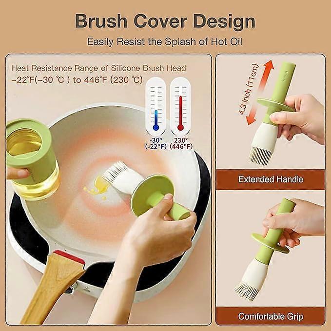 Oil Dispenser Bottle with Heat Resistant Brush, Glass Oil Dispenser for Kitchen, Oil Container with Silicone Basting & Pastry Brush for Cooking BBQ Vi
