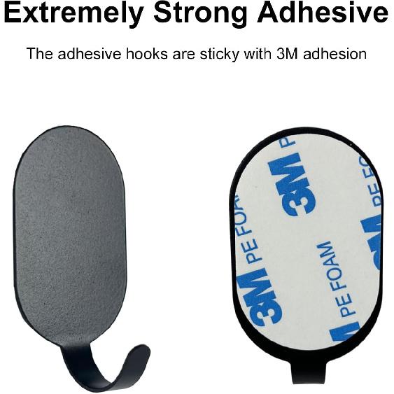 Sticky Adhesive Hooks for Hanging, Stainless Steel Hooks, Key Hooks, Towel Hooks, Coat Hooks, Command Hooks Wall Mount Hanger Door Hook Kitchen