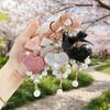 Crystal Rhinestone Heart Keychain Bow & Pearl Tassel Phone Lanyard Car Key Ring  Handbag Accessory