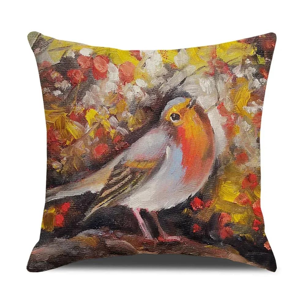 Watercolor Bird Cushion Cover Pillowcase Home Decor Office Sofa Pillowcase Home Decor Pillowcase