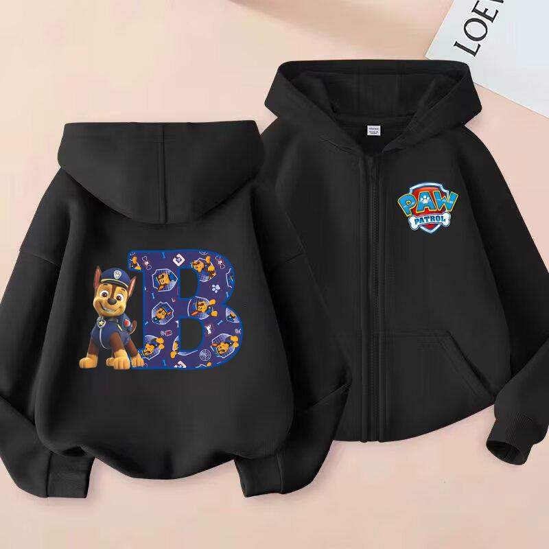 PAW Patrol Child Cardigan Hooded Jacket Cartoon Chase Letters A-Z Printed Polyester Outerwear Summer Casual Clothing Kids Gifts