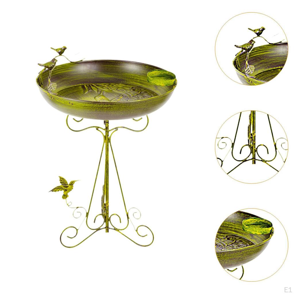 Iron Bird Bath Bowl Freestanding Birdbath Decorative Multipurpose Standing Garden Supplies Feeder