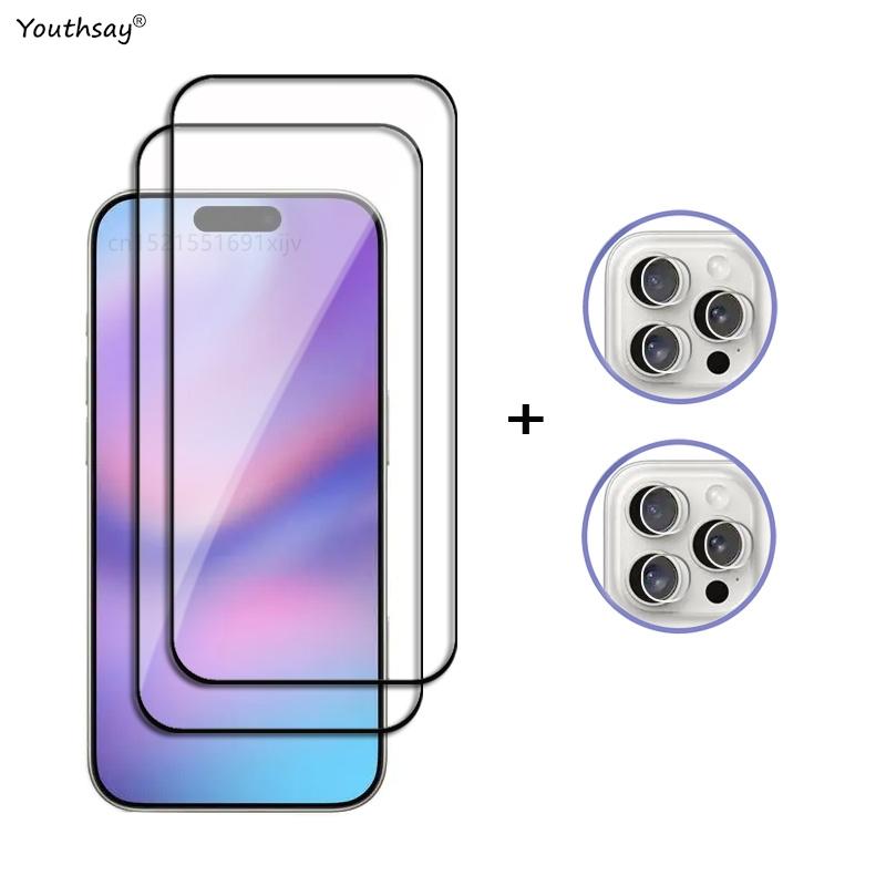 6in1 Glass For iPhone 16 Pro Max Tempered Glass For iPhone 16 Pro Max Screen Protector Phone Film iPhone 16 15 14 13 12 Pro Max