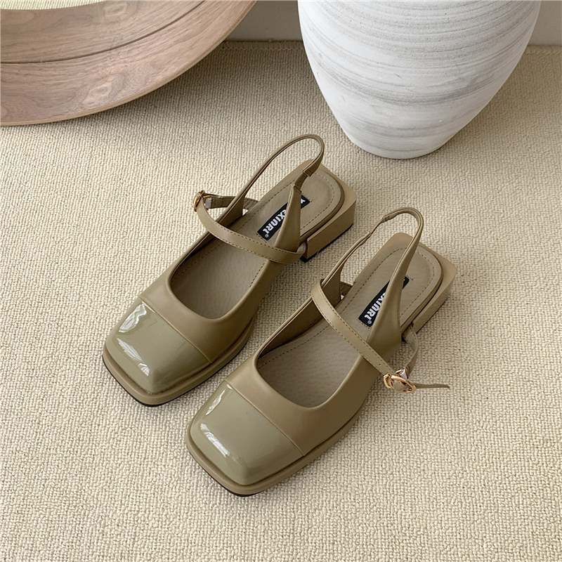 Baotou sandals women's summer new fairy style gentle single shoes versatile thick heel square head Mary Jane shoes