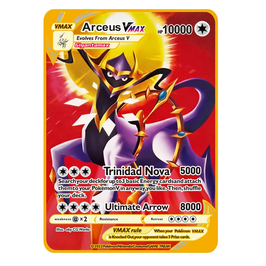NEW Metal Card 10000 Points Arceus Charizard Super Card Golden English Mewtwo Vmax GX EX Anime Collection Card Gift