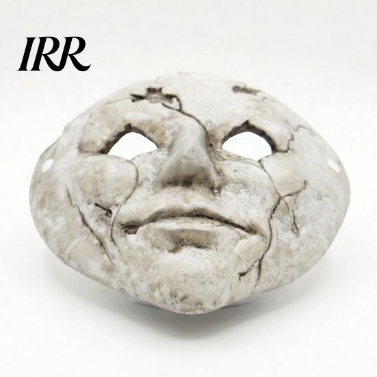 Masque d'Horreur Style Rétro Ancien Masque de Visage Fissuré pour Halloween, Mousse Respirante Légère Trous pour les Yeux Sinistres avec Sangle Réglable Accessoires Effrayants, pour