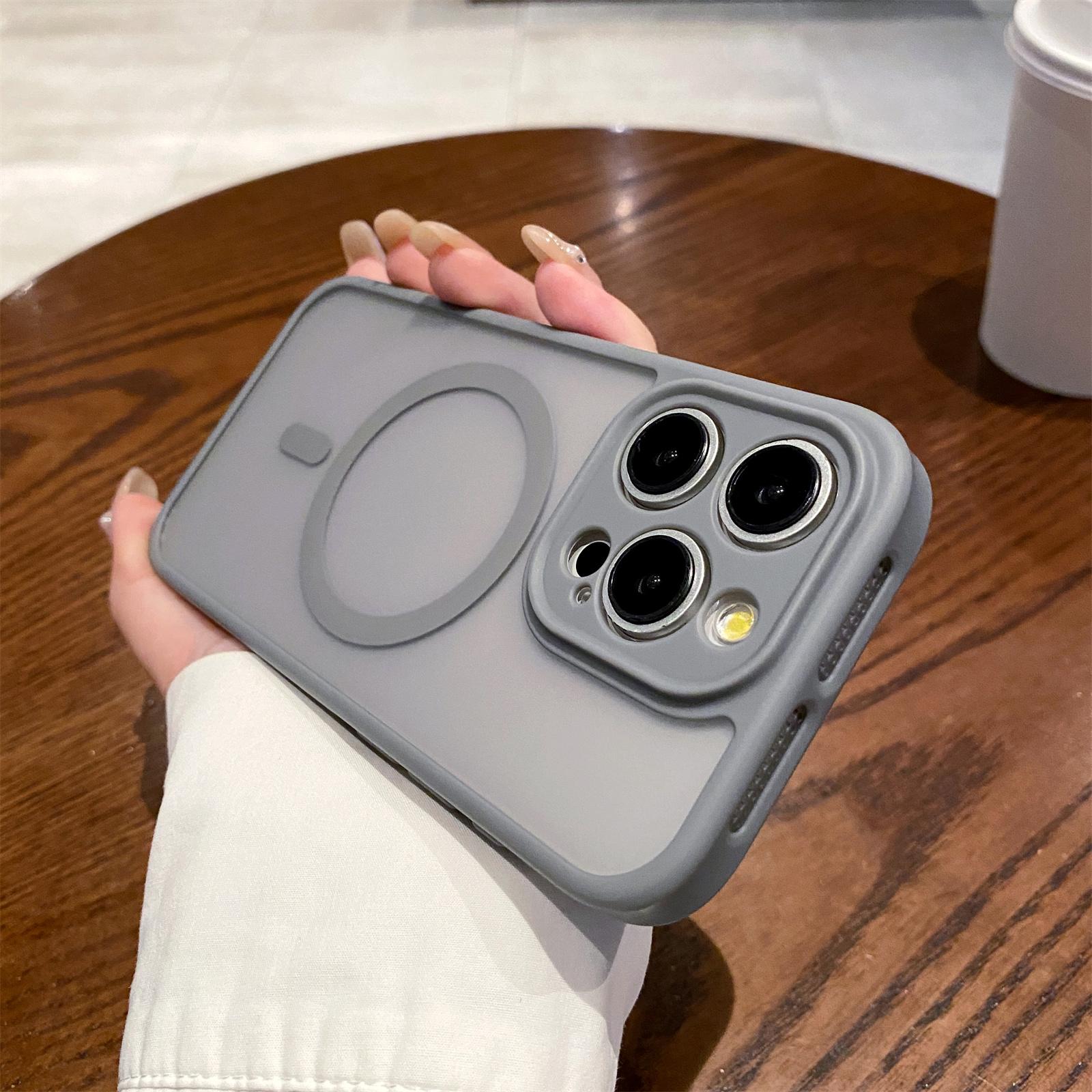 

Чехол для iPhone 14 Pro, совместимый с теплоотводящей задней крышкой MagSafe PC+TPU Grey