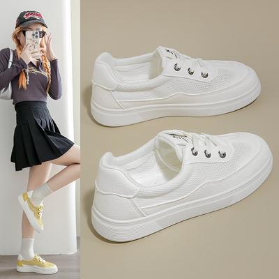 Thin Fashion Mesh New Breathable 2025 Summer Versatile Little White Shoes Women's Flat Baseplate Shoes Round Head Hollow Casual Shoes