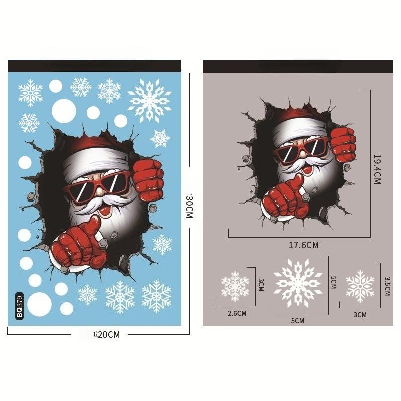 Christmas Snowflake Elk Snowman Glass Sticker Noel Ornaments Xmas Wall Stickers Merry Christma Decor Happy New Year Sticker