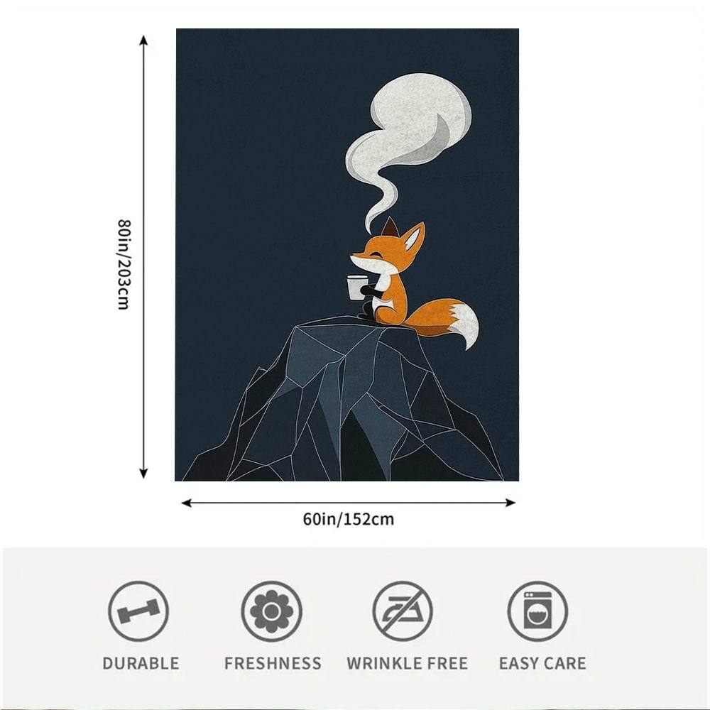 1 Stück Gemütliche Cartoon-Fuchs-Decke, 60x80 Zoll, Vintage-Stil, Einseitiger Druck mit entzückender Fuchs-Illustration, Weich und Warm für