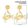 SHIXIN Exaggerated Crab Drop Earrings for Women Creative Exquisite Ocean-Style Beach Metal Dangle Earrings Party Jewelry Gift