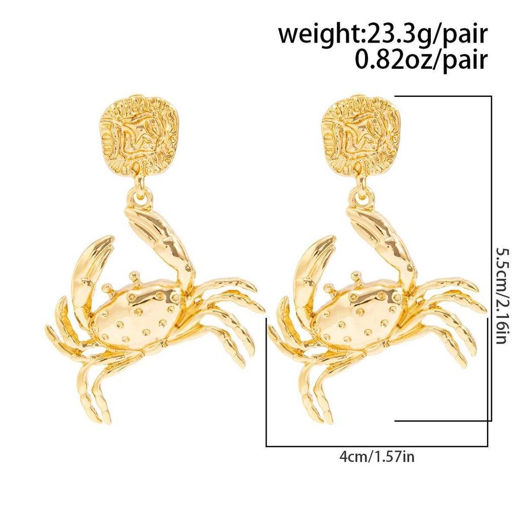SHIXIN Exaggerated Crab Drop Earrings for Women Creative Exquisite Ocean-Style Beach Metal Dangle Earrings Party Jewelry Gift