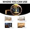 3D Engraved Deer Crystal Globe Lamp | USB LED Night Light with Wooden Base | Creative 6 cm Crystal Ball Table Lamp for Bedroom, Home, (Warm White)