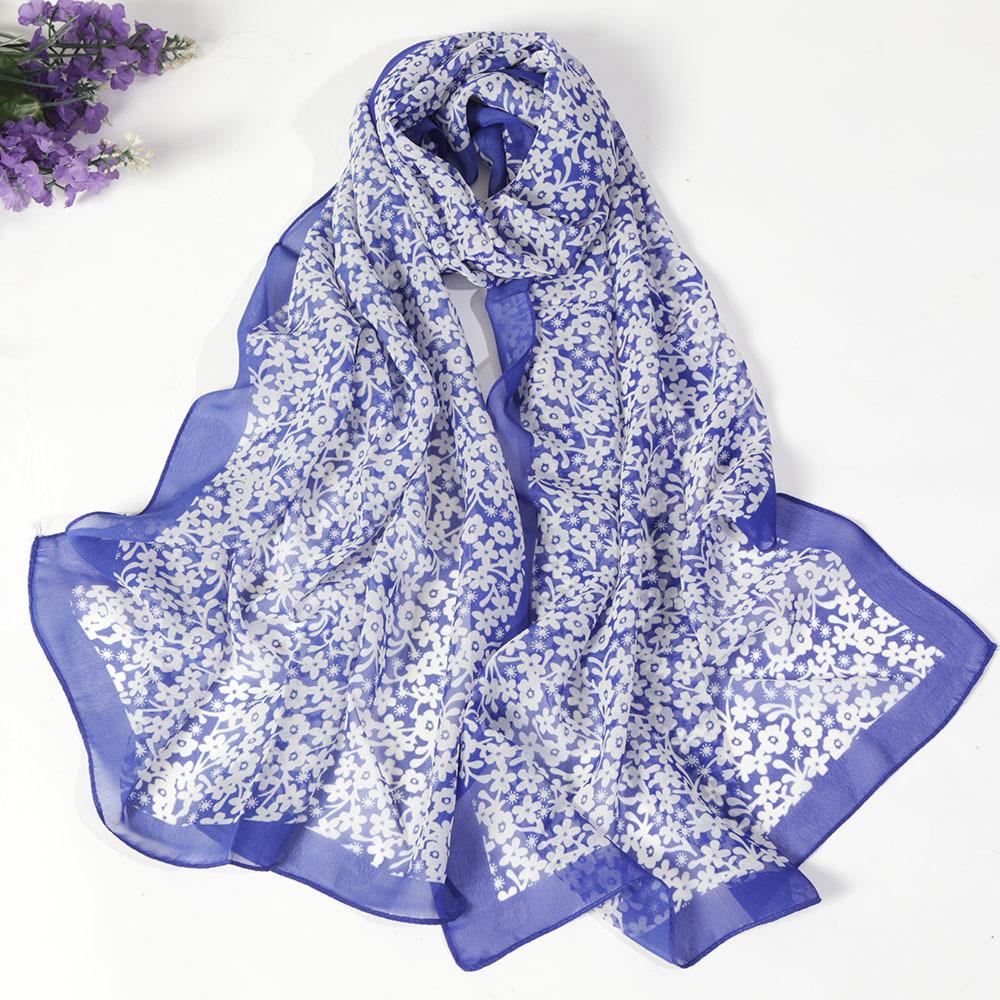 Fashion Chiffon Scarf Floral Long Soft Silky Georgette Shawl Beach Kerchief Scarves Female Foulard  Head Raps Scarf For Women
