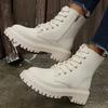 Women Platform Boots Short Plush Solid Color Lace Up Side Zipper Ankle Boots Winter Women Shoes 2026 Large Size 42 Ladies' Shoes