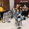 CAHAYA Microphone Stand, Straight Boom, 4.89kg Weight, 128cm-163cm Height Adjustable, 3230g Base, Iron Material, 14.5-24.5cm Width Adjustable, Phone
