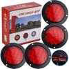 LIGBT 4Pcs 4 Inch Red Led Round Trailer Tail Lights 16 LED 4" Led Trailer Stop Brake Turn Tail Lights Waterproof Led Trailer Light For Truck Boat RV