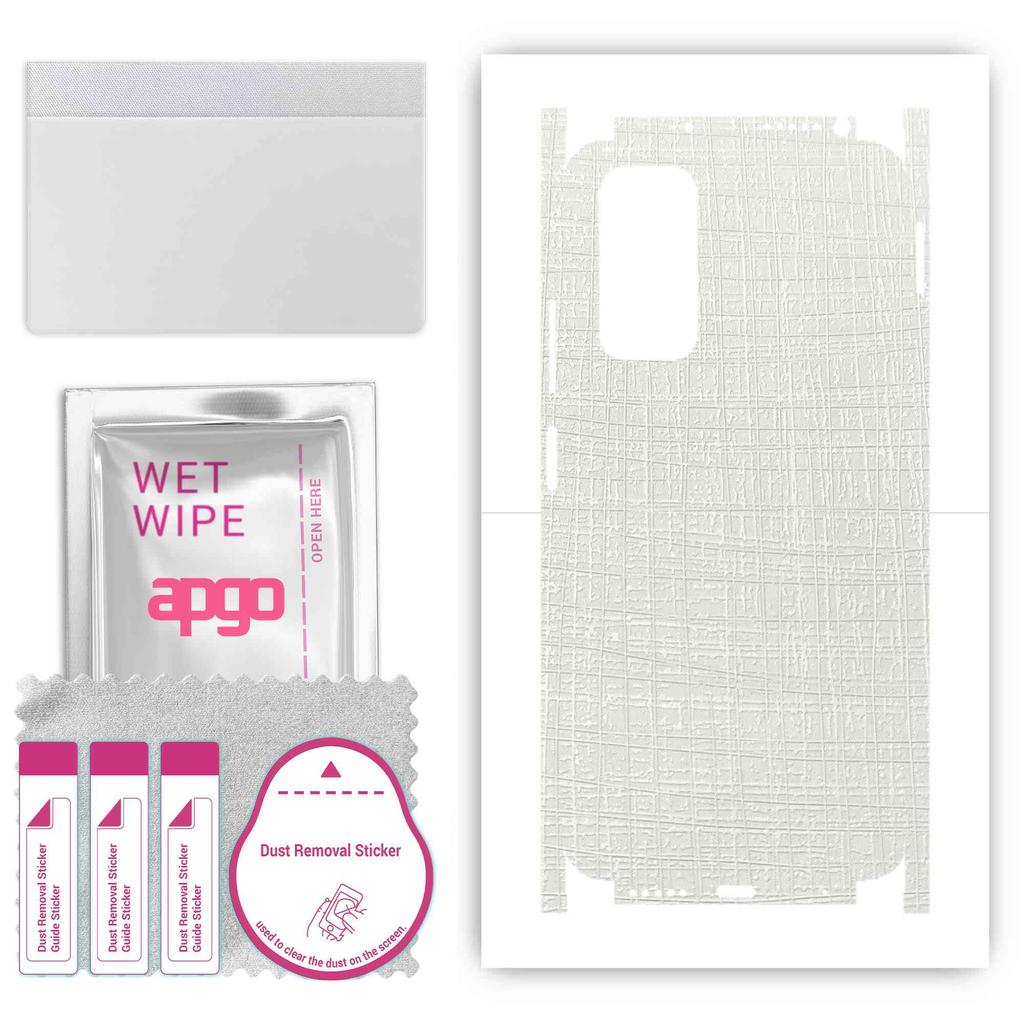 apgo Adesivo Skin Protettiva per retro+lati compatibile con Xiaomi Redmi Note 11S, Pellicola Full Wrap, Foglio, Vinile - Modello Tessuto Bianco