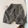 Pantalón Harem para Bebé de Algodón Lino a Rayas Verticales - Estilo Unisex de Pierna Ancha para Niño Pequeño