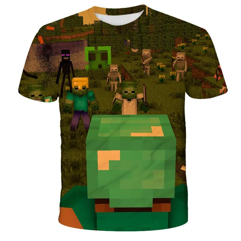 Boys T Shirt Minecraft 3D Printed Casual Summer Cute Boys Girls Building Blocks Cartoon T-shirt Popular Tops Inside Outside Mc