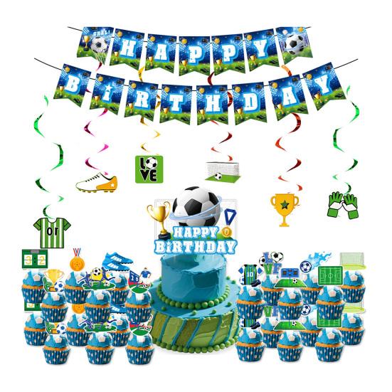 

Набір прикрас для футбольної вечірки з нагоди дня народження Футбольне приладдя для вечірки з тарілками, серветками, стаканчиками, повітряними кульками, банером, скатертиною Футбольна тематика для приміщення та вулиці B