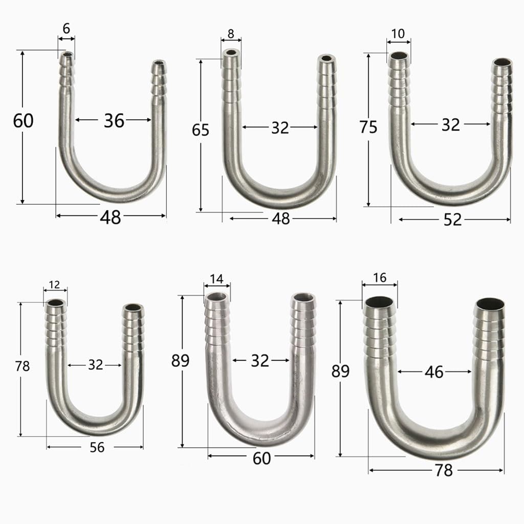 1 Stück 6mm 8 10 12 16 20 25mm Schlauchanschluss 304 Edelstahl U