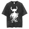 Hollow Knight Vintage Washed Gaming Merch Grafik T-Shirt Unisex Unisex Lässig Oversized Baumwoll-T-Shirt für Cosplay Cartoon-Fans