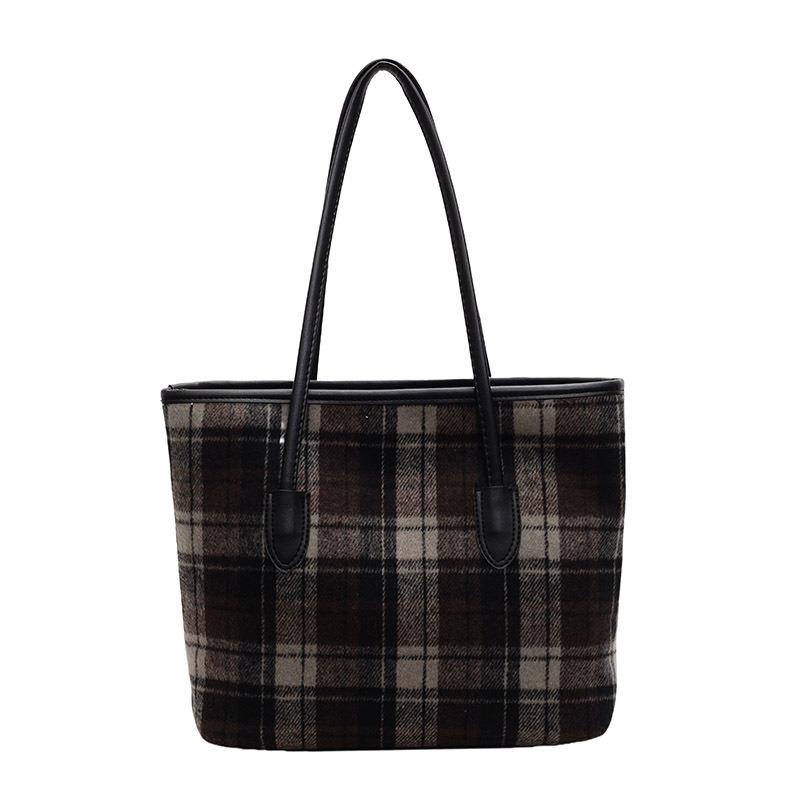 Leisure commuting large-capacity plaid bag women's new autumn and winter versatile shoulder bag casual tote bag