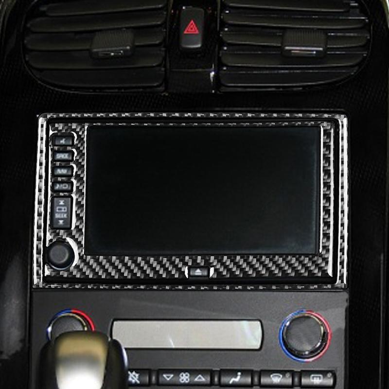 Dla Chevrolet Corvette C6 2005-2007 1 szt. Konsola nawigacji GPS z prawdziwego włókna węglowego Wykończenie wnętrza wnętrza samochodu