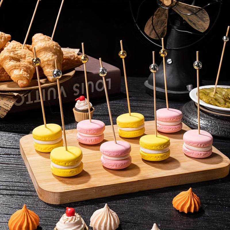 100 Stück Lebensmittel Obst Kuchen Bambusspieße Dekorative Zahnstocher Holz Partyzubehör, Hochzeitsparty Einweg Kuchen Dessert Bambusspieße