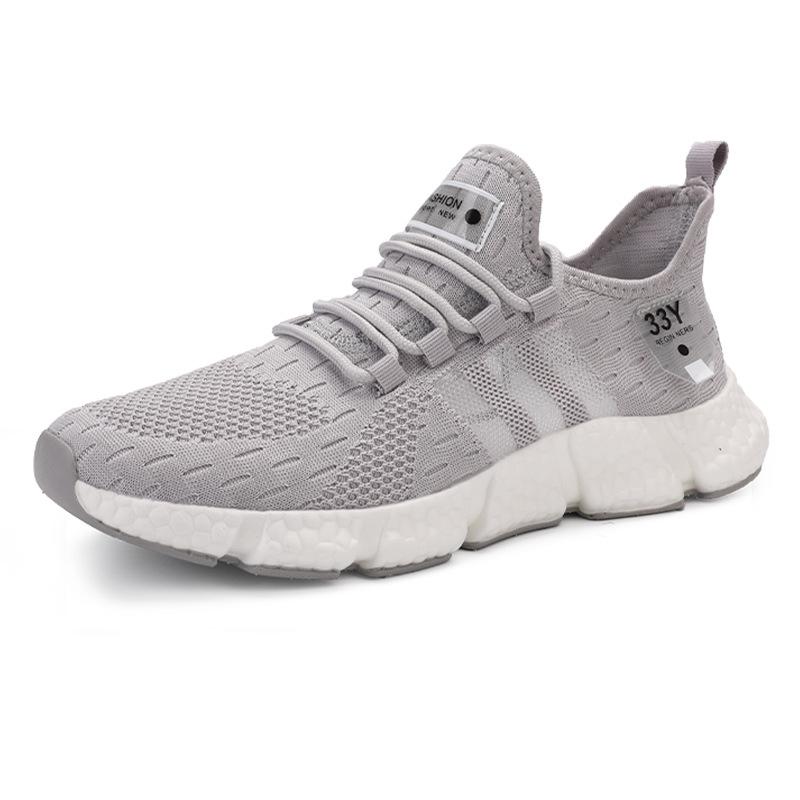 Seventeen-Color Versatile Plus Size Men's Flyknit Sneakers with Breathable Mesh and Popcorn Sole