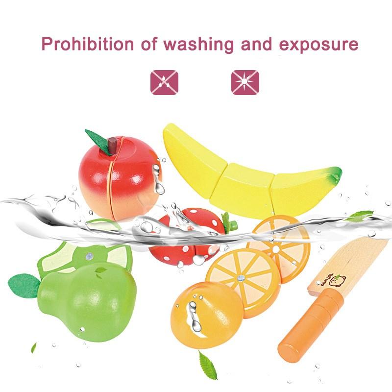 Pretend To Play Kitchen Children Toy Gift Pretend Play Wooden Cutting Cooking Food Toy Set Magnetic Wood Cut Vegetable Fruit Toy