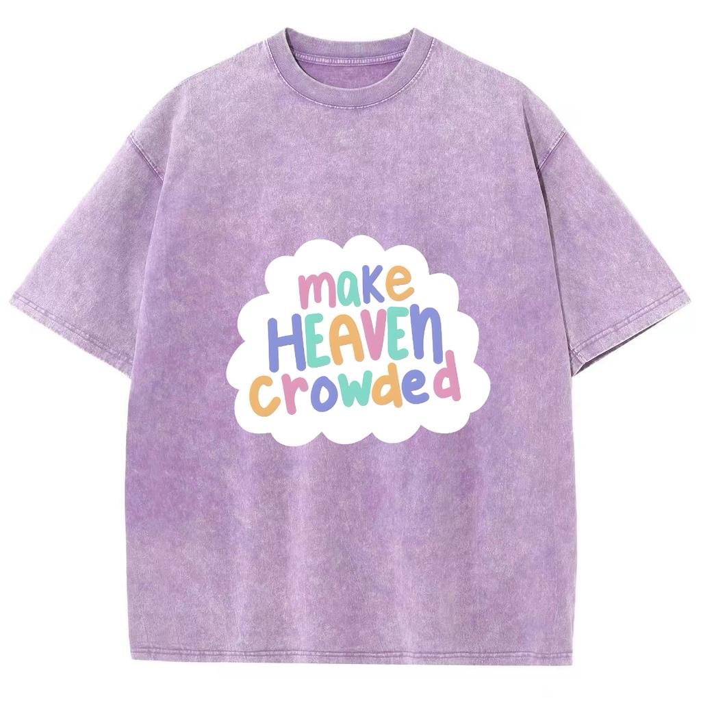 Cute Colorful Clouds Letter Print Women's Washed T-Shirt Cotton Oversized Loose Unisex Short Sleeve Fashion Simple Top