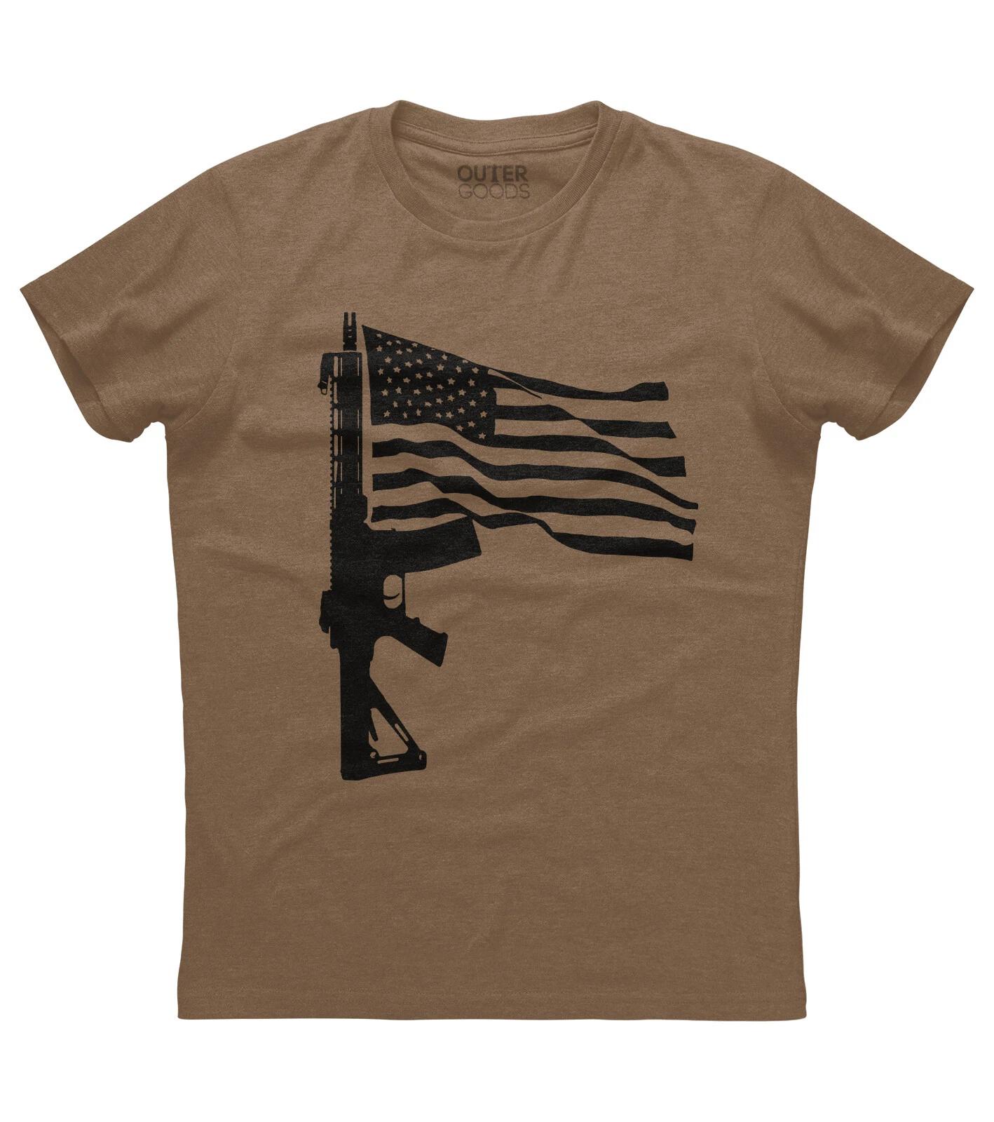 Patriotic USA AR15 Rifle American Flag Republican Gun Lover T-shirt M