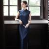 Niebieski bez rękawów styl narodowy nowy chiński codzienny Suzhou długa qipao ulepszona młoda 1011 nowa damska wysokie poczucie