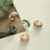 HECHENG,Fashion Colorful Enamel Ring, Women's Star Golden Ring, Retro Bohemian Style Zircon Gift