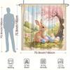 1pc Easter Rabbit Shower Curtain - Colorful Eggs, Cherry Blossoms, Spring Scene, Polyester, 70.8x70.8", 12 Hooks