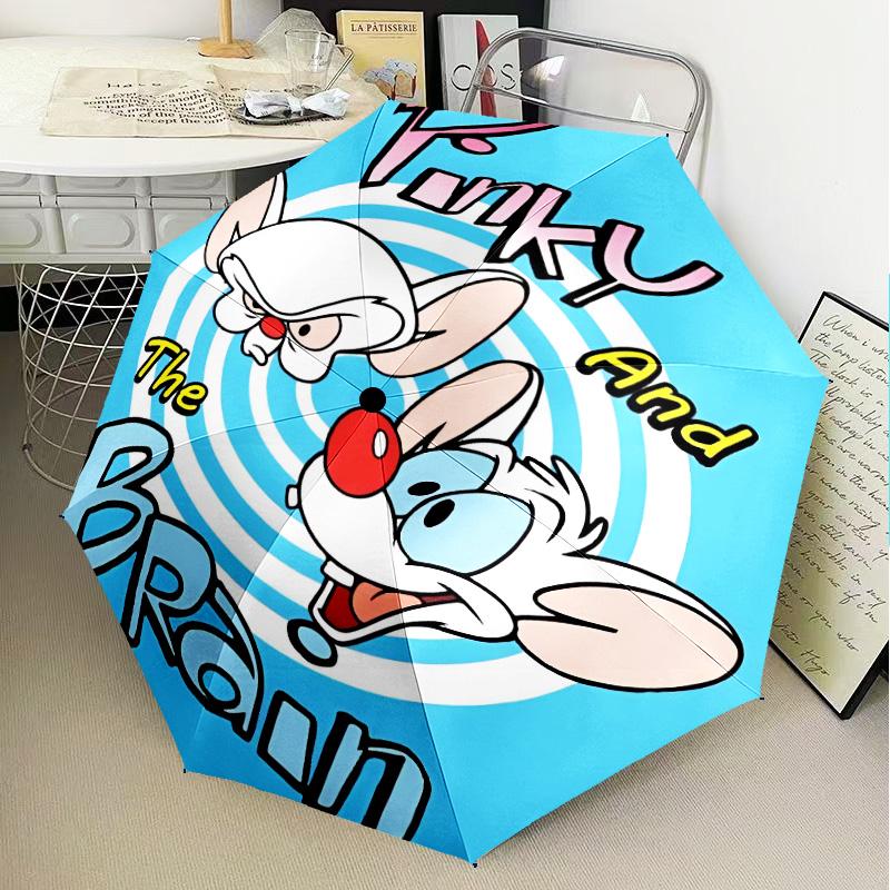 Pinky Brain Adventure Umbrella Folding umbrella, automatic umbrella 8-Frame for Travel, camping Use Gift for Halloween Christmas