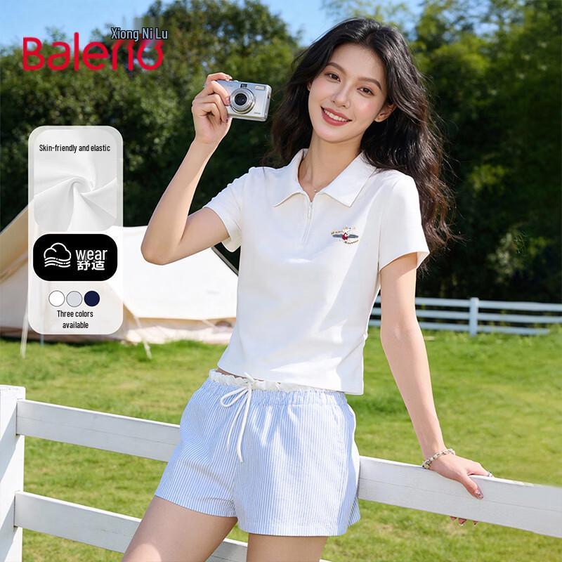 Женская плиссированная футболка-поло Baleno с принтом собаки-серфера S