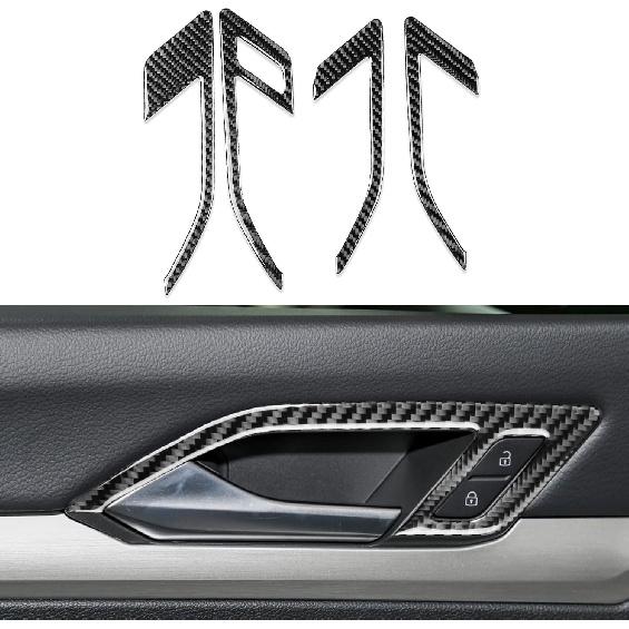 Real Carbon Fiber Car Interior Door Bowl Cover Trim Stickers Compatible with Volkswagen VW Golf 8 8.5 MK8 GTI 2021 2022 2023 Auto Accessories Decals