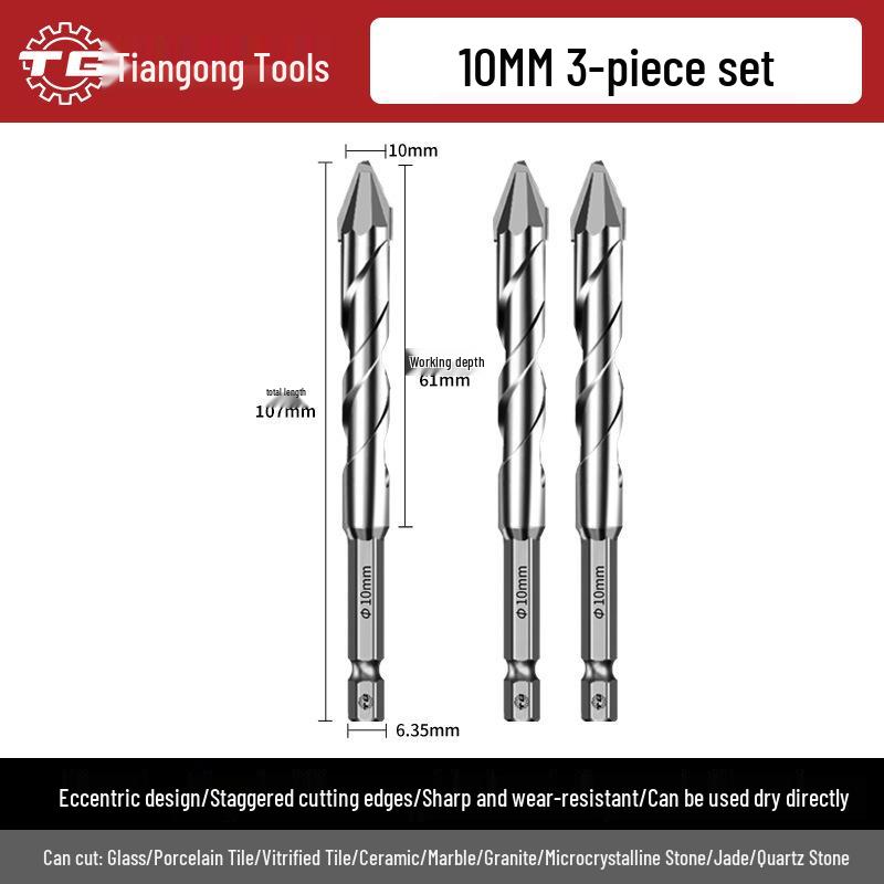 Eccentric Tile Drill Bit for Concrete, Cement, and Ceramic – Super Hard Alloy Triangle Impact.