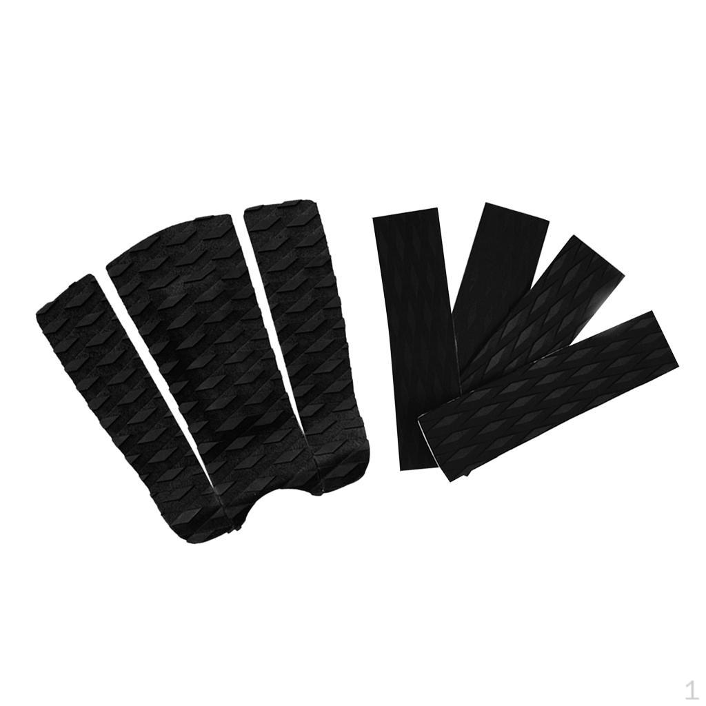 

7 Pieces Diamond Patterned High Performance EVA Surfboard Surfing Traction Tail Pad Boat Mat - Black