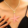 Holiday Starfish Necklace Resin Starfish Pendant Necklace Adjustable String Coastal Necklace for Women Girls Summer Beach