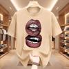 Punk Print Damen Herren T-Shirt Trendige Streetwear Reine Baumwolle Rundhals Oberteil Damen Y2K Lockeres T-Shirt