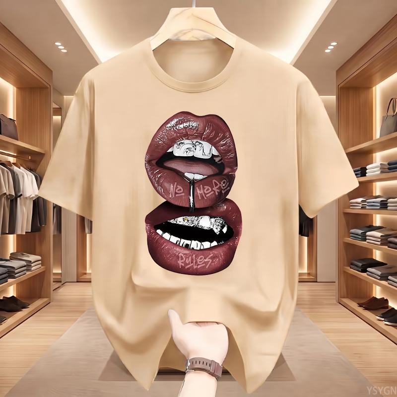 Punk Print Damen Herren T-Shirt Trendige Streetwear Reine Baumwolle Rundhals Oberteil Damen Y2K Lockeres T-Shirt
