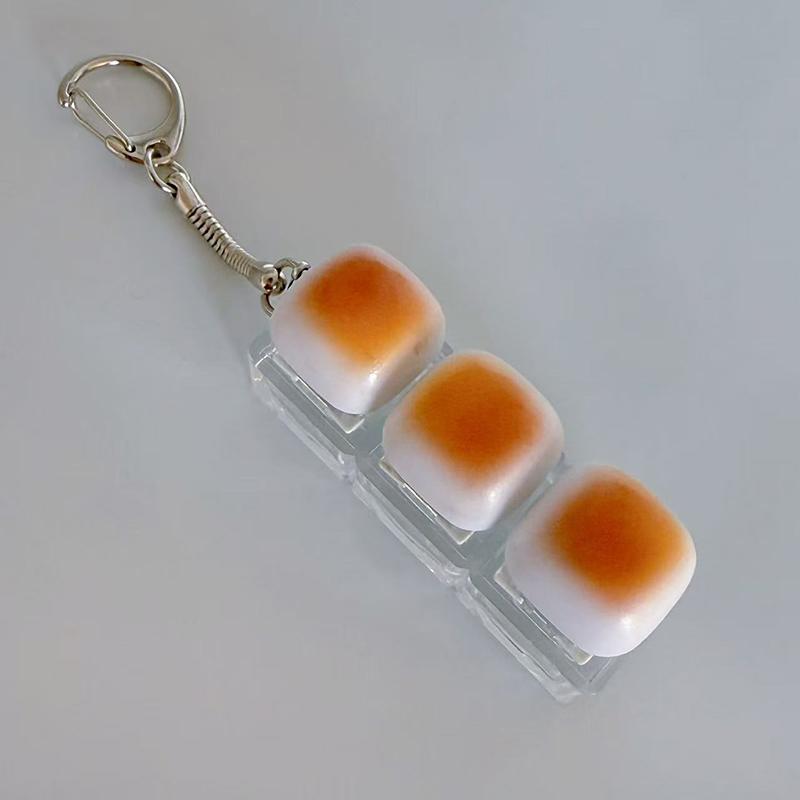 Caramel Bread Stress Relief Keyboard Keychain Button Light Keycap Backpack Pendant For Student Office Adult Accessory 1Pc