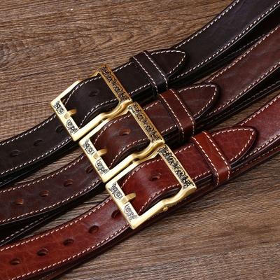 Thickened Men's First-layer Cowhide Belt Personalized Casual Belt Copper Buckle Belt